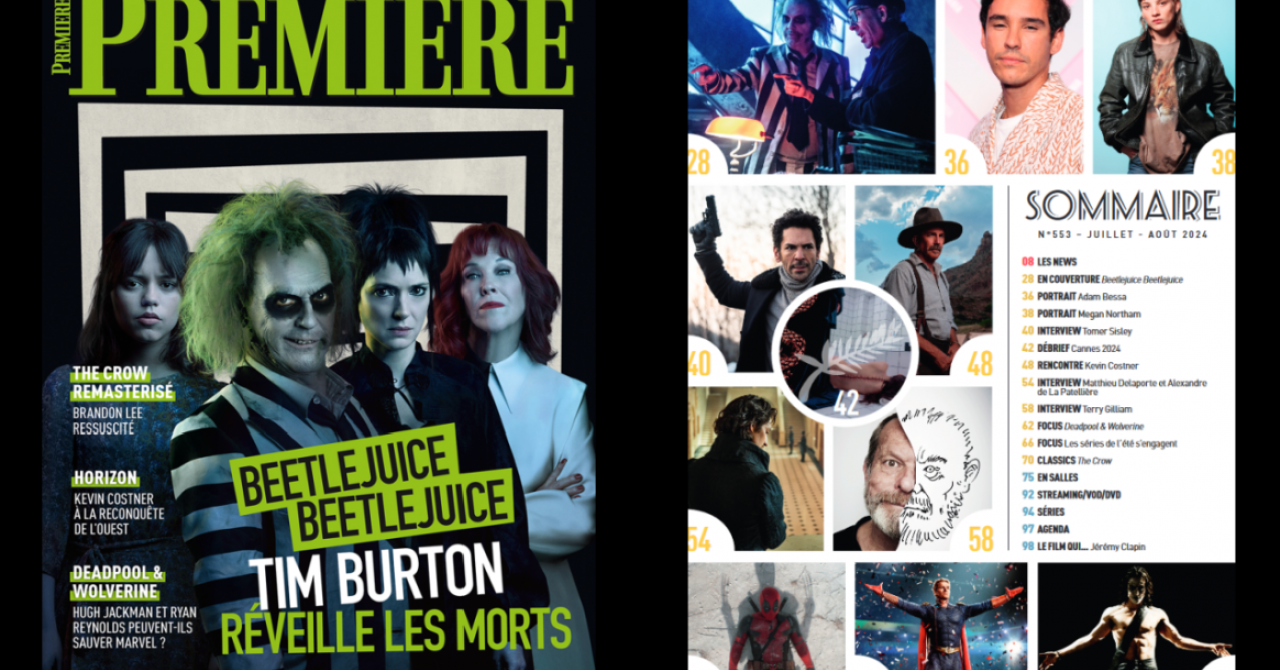 Summary of Premiere #553: Beetlejuice 2, Kevin Costner, Terry Gilliam, Deadpool & Wolverine...