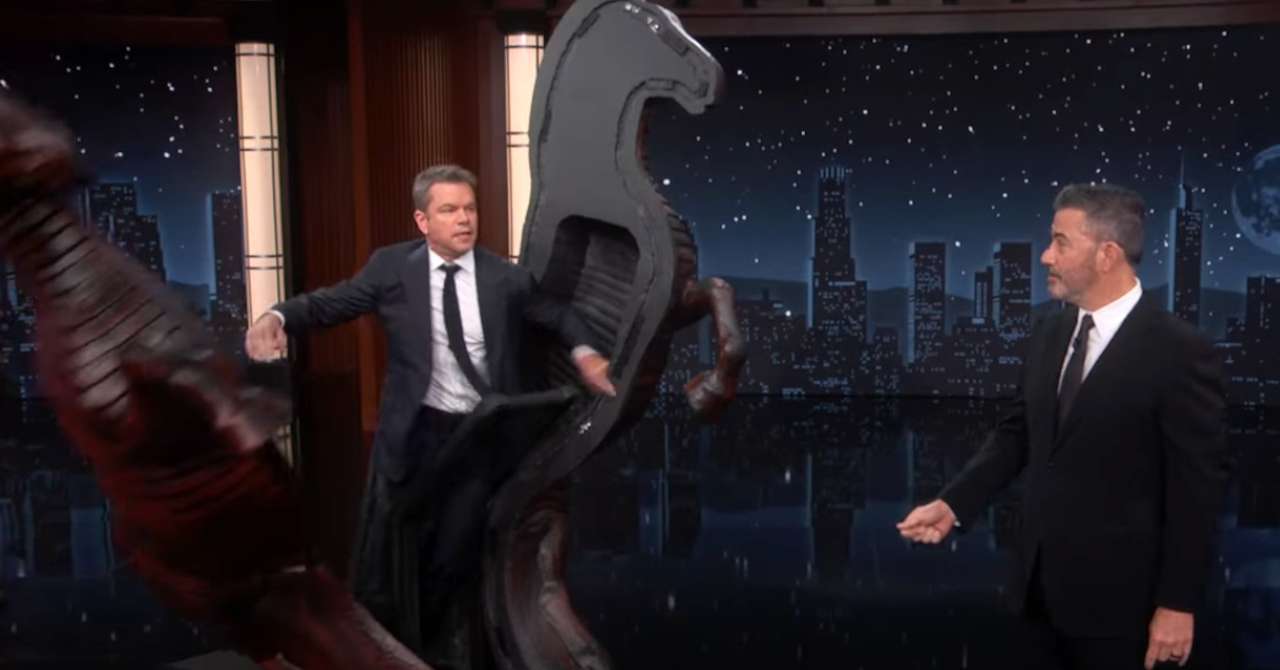 Matt Damon makes his Trojan Horse to invade Jimmy Kimmel